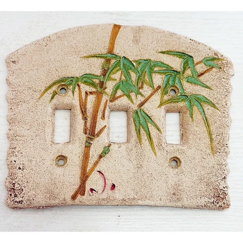 Vintage Ceramic Bamboo Light switch Covers. Set Of 2. 7